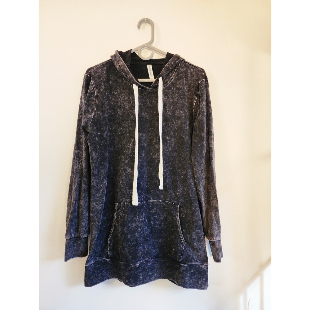 Zenana Acid Wash Pullover Hoodie Medium Leggings Friendly Long Tunic Sweatshirt